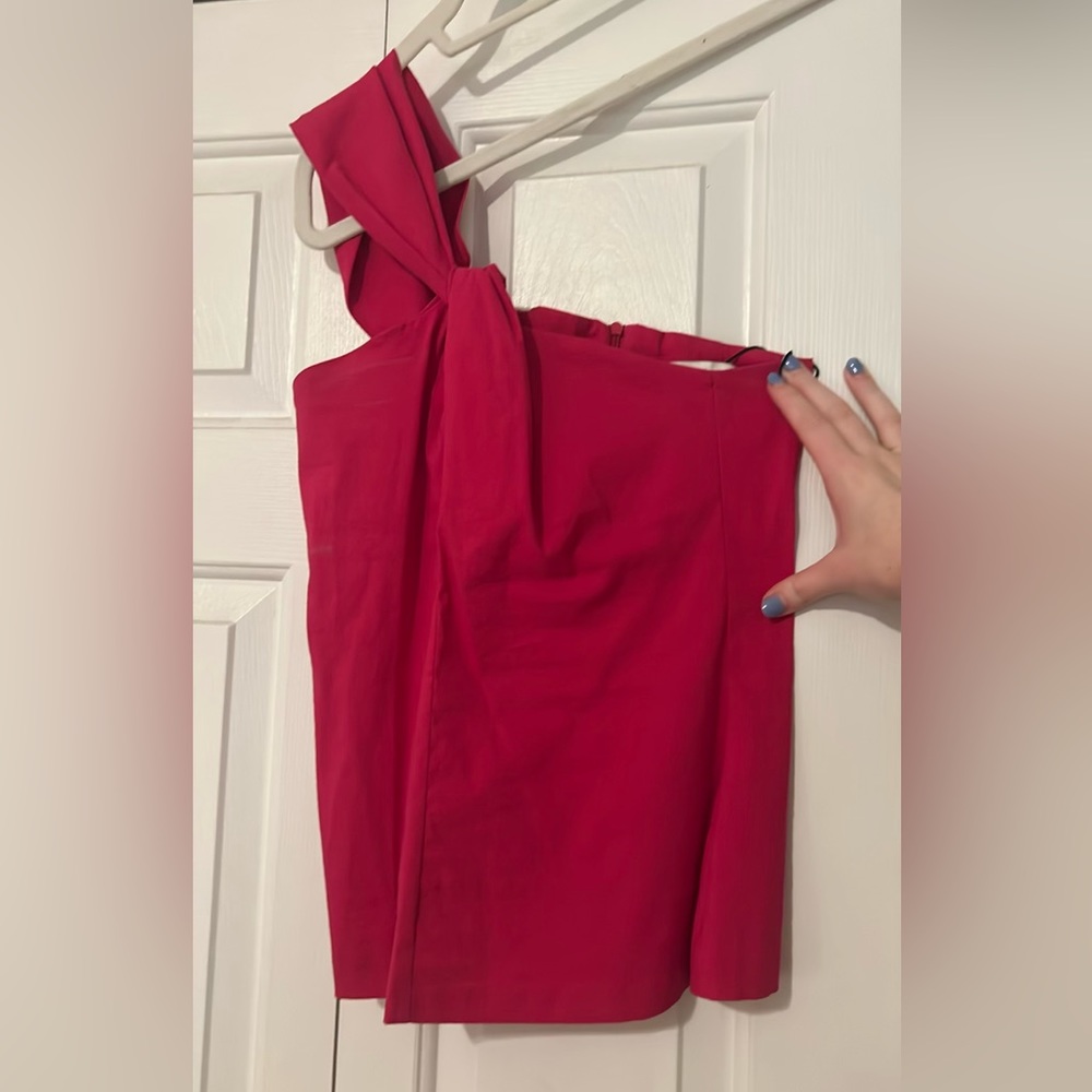 Zara hot pink one shoulder top